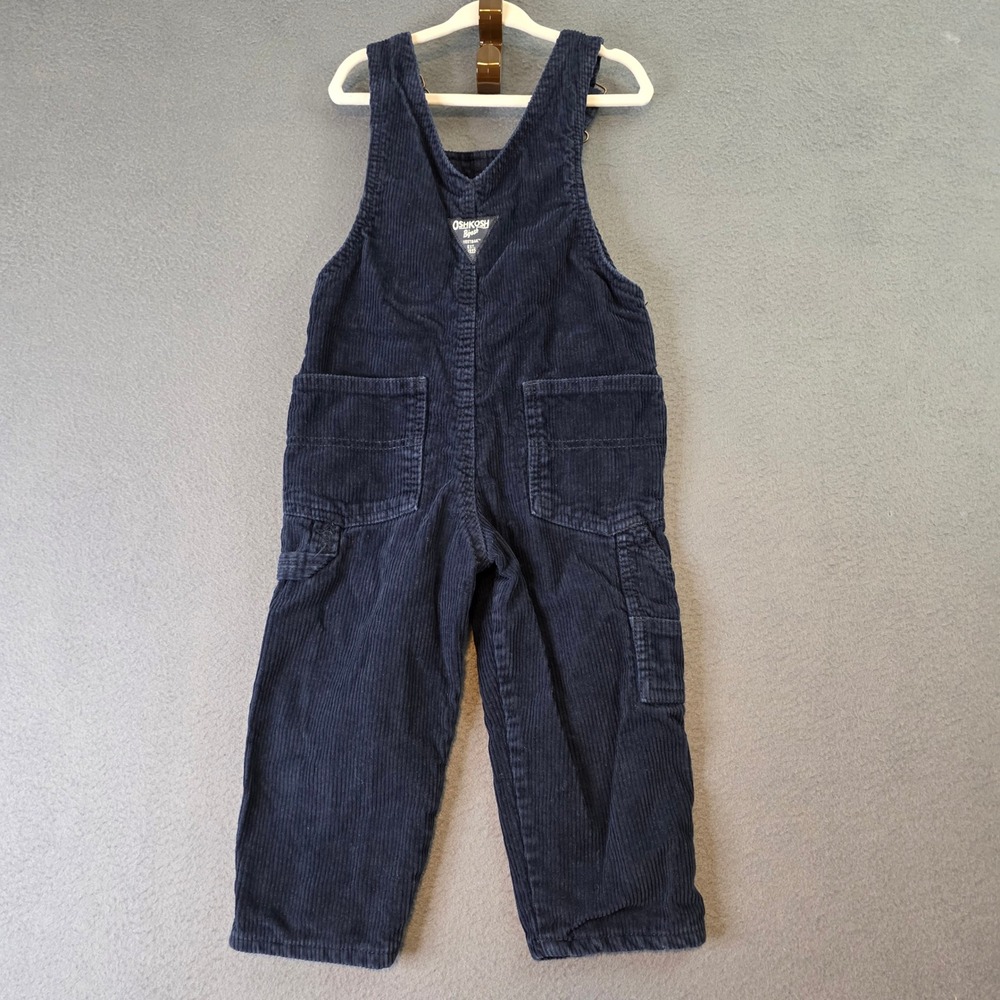 OshKosh B'gosh Toddler Boys Navy Blue Corduroy Overalls 2T 2A Vestbak - Picture 3 of 8